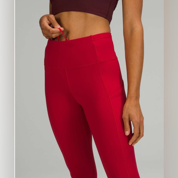 lululemon athletica Pants - Lululemon Fast and Free 25’’ with side pockets leggings size 6, red